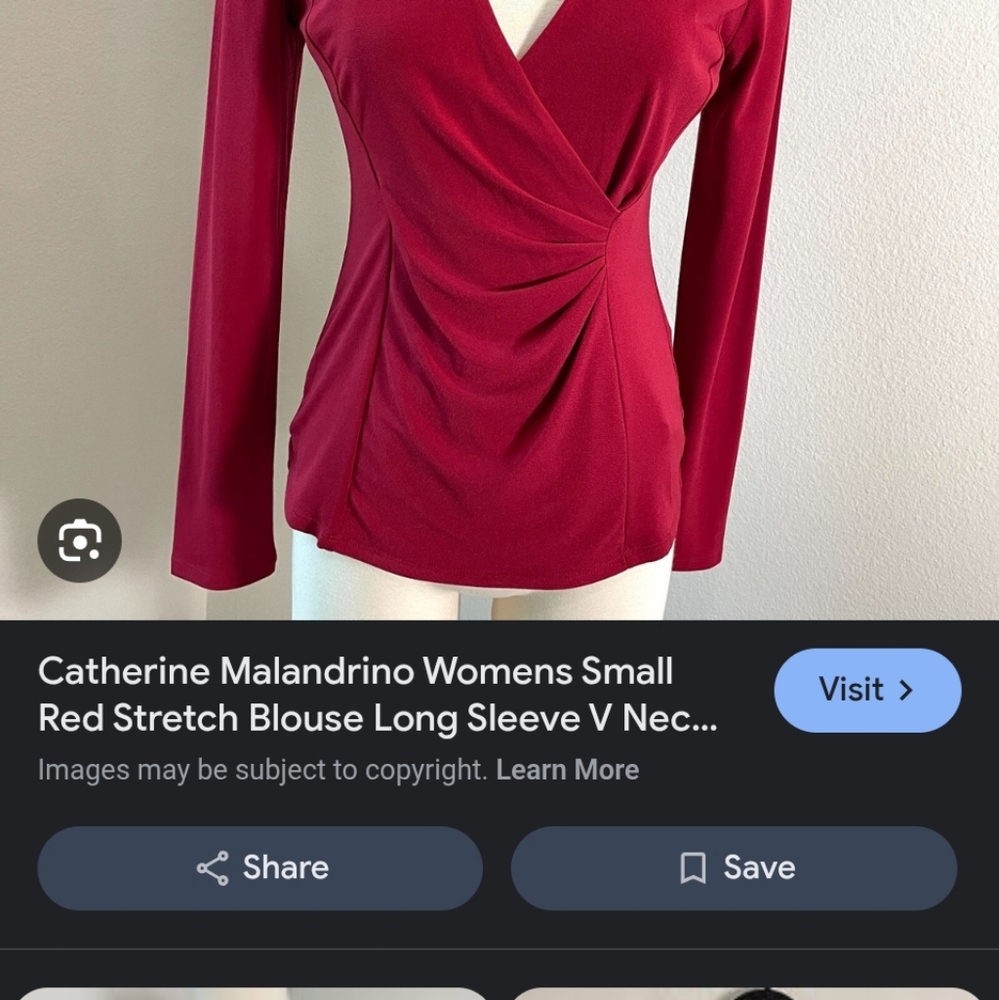 Catherine Malandrino Deep Red V-Neck Blouse
